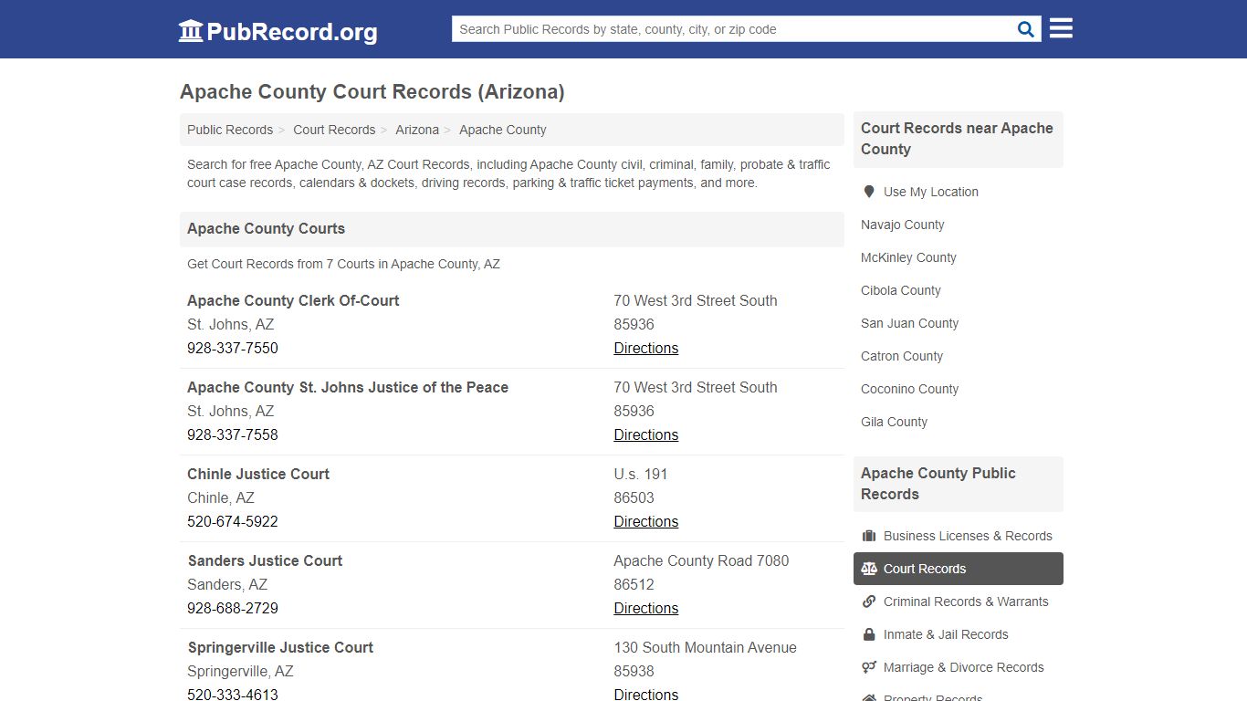 Free Apache County Court Records (Arizona Court Records)